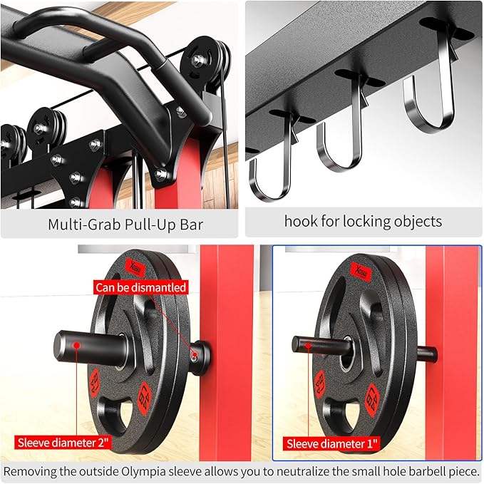 Multi-Purpose Squat Rack,Smith Machine Weight Rack Set with Cable Crossover System, Home Gym Power Racks, Power Racks and Packages