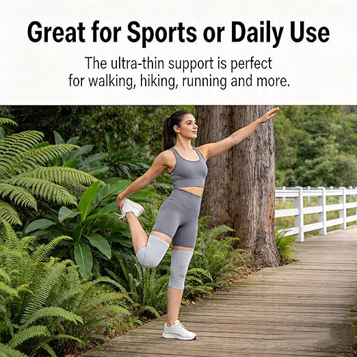 Premium Bamboo Knee Compression Sleeve, 1 Pair Slip-One Knee Support, Elastic Warm Knee Brace for Knee Pain, Joint Recovery, Sports, Daily Wear for Adults (Black, Medium)