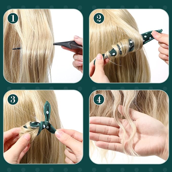 Bememo 40 Pieces Soft Curlers Hair Rollers Overnight Heatless Pillow Rollers for Hair Satin Sponge Curlers to Sleep in No Heat for Long Short Styling Tools(Dark Green)
