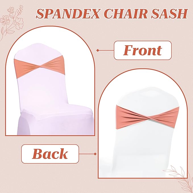 MDS Pack of 250 Spandex Chair Sashes Bows Elastic Stretch Dining Chair Bands Ties Without Slider Buckle Universal fits for Wedding Baby Shower Birthday Party Banquet Event Decoration - Coral Peach