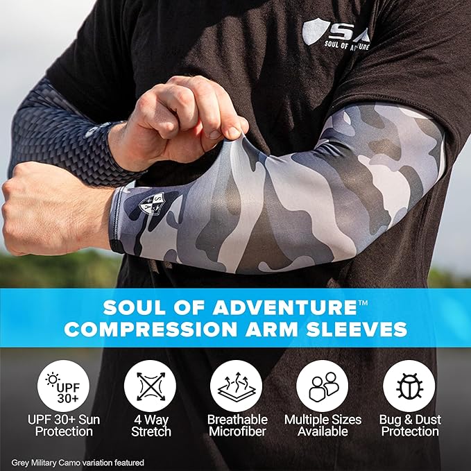 S A Compression Arm Sleeve UV 30+ Sun Protection, Moisture Wicking, 4-Way Stretch