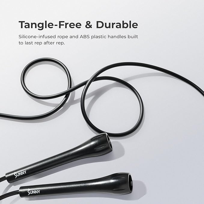 Sunny Health & Fitness Exercise Jump Rope for Fitness, Lightweight & Portable Skipping Rope with Durable Handles & Adjustable Exercise Rope with Optional Removable Weights