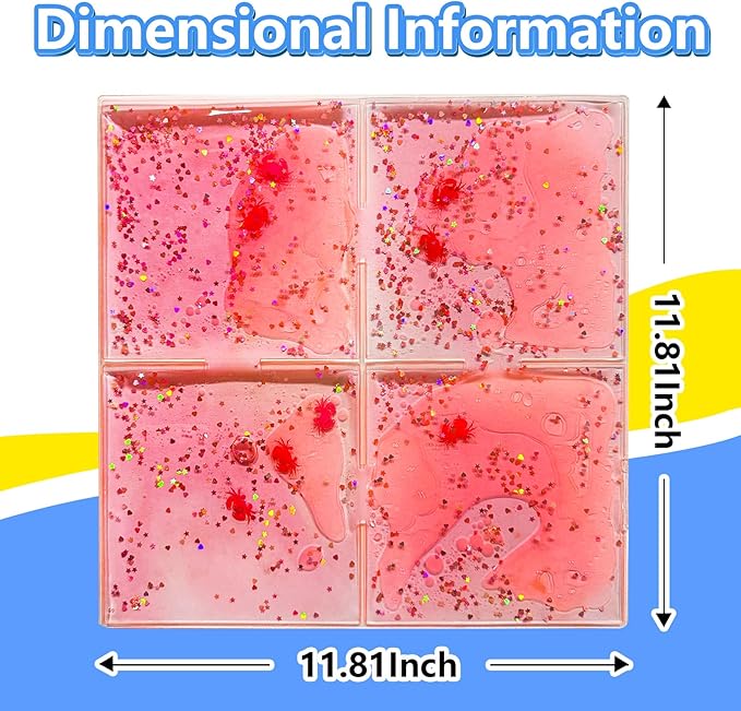 Onyoloy Liquid Sensory Soft Gel Tiles - 12" x 12" Square Multicolor Sensory Toys - Set of 9, Water Sensory Toys for Nurseries, Playrooms, Toddlers and Kids with Autism.