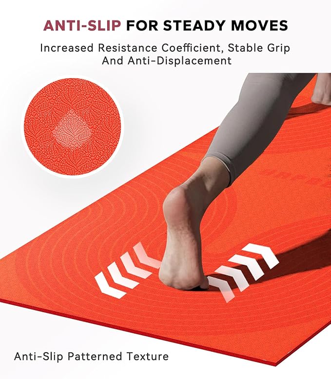 HAPBEAR Large Yoga Mat - 72"x36" Extra Wide Exercise Mat - 1/4" Thick Dual Color PVC | Anti-Slip Surface & High Cushioning - Ideal for Yoga, Pilates & Home Workouts - Bonus Mesh Bag