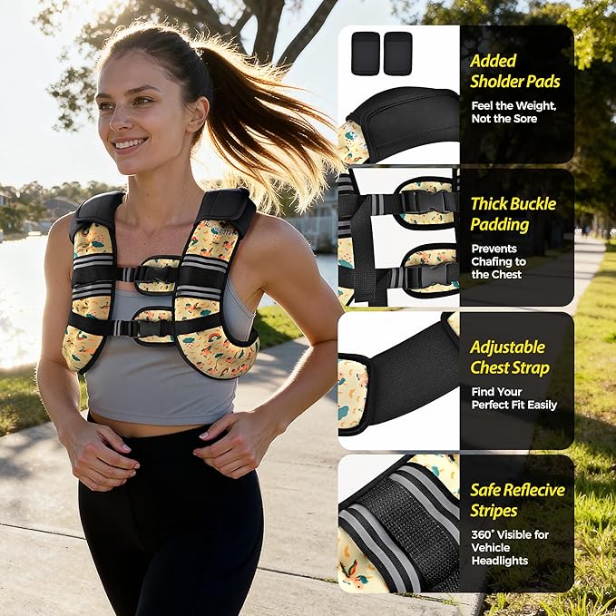 PACEARTH Weighted Vest,6lb/8lb/10lb/12lb/16lb/20lb/25lb/30lb Weight Vest with Reflective Stripe, Body Weight Vests for Women, Men, Weight Loss Workout, Strength Training, Running, Walking, Jogging