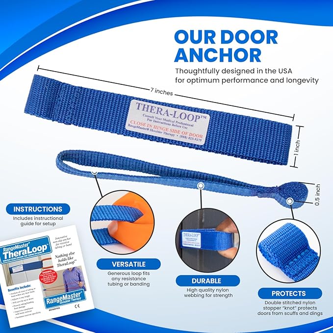 RangeMaster Thera-Loop Banding & Tubing Door Anchors │ Non-Slip │ Complements Exercise Bands or Tubes │ Great for Exercising and Strengthening Activities | Multi-Purposes Door Anchors | 50 pack