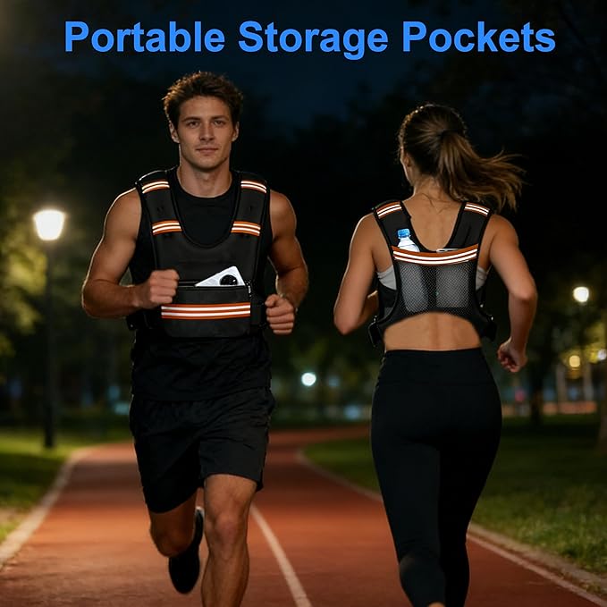 Weighted Vests for Women Men,8/12/16/20/25lb with Adjustable Straps, Reflective Stripe & Storage Pockets - Ideal for Running, Fitness Training
