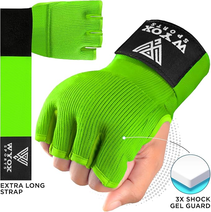 WYOX Gel Boxing Hand Wraps Inner Gloves for Men & Women – 80cm Quick Wrist Strap, Padded Knuckle Support, Fingerless MMA Muay Thai Kickboxing Wraps for Training, Punching & Martial Arts