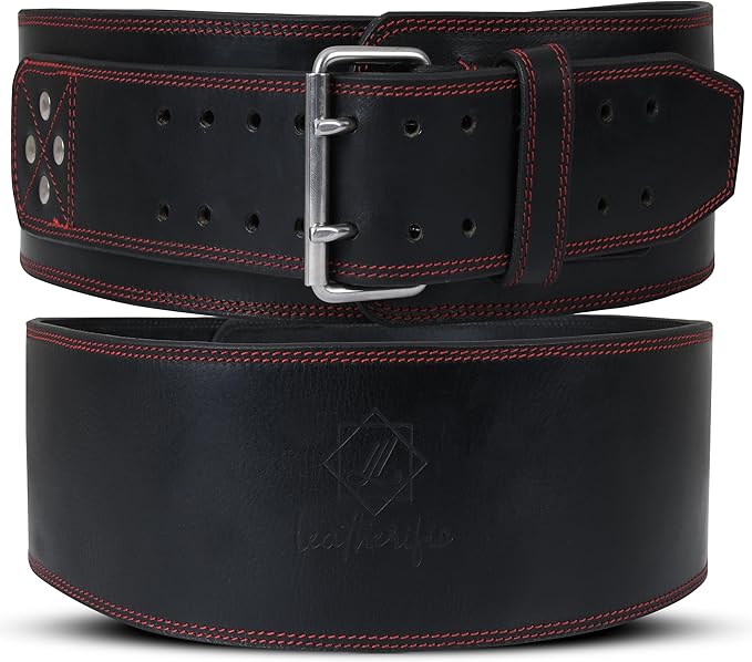 Premium Leather Weight Lifting Belt for Men & Women - 8MM Thick, 4" Wide, Heavy Duty Gym Belt with Steel Buckle for Weightlifting, Powerlifting, Strength Training, Squat or Deadlift Workout, Lower Back Support
