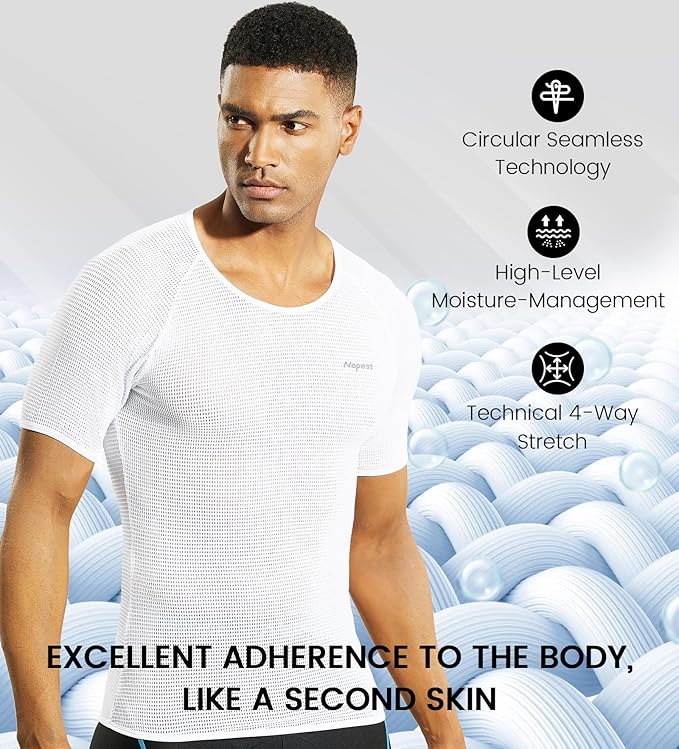 Nepest Mens Vests/Short Sleeve Biking Base Layer Mesh Sleeveless Cycling Baselayer Bicycle Ultralight Undershirts