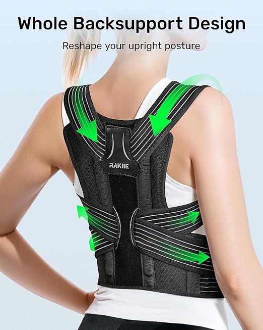 Rakiie Ergonomic Back Straightener Posture Corrector, Adjustable Non-slip Back Strap Can Wear by Self, lumbar Support for Shoulder Neck Hump Slouching Corrector, Gray Size S (Upper Waist: 29.5"-35.4")