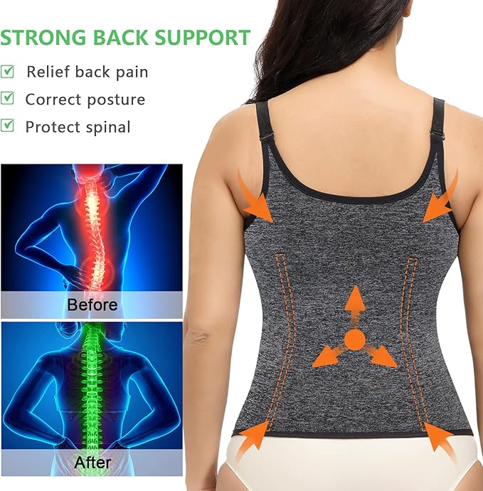 YADIFEN Waist Trainer for Women,Zipper Corset Body Shaper for Tummy Control Neoprene Cincher Sweat Sauna Vest Tank Top