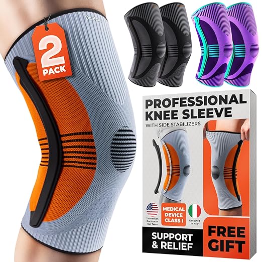 DR. BRACE ELITE Knee Brace with Size Stabilizer (2 Pack) Knee Brace for Women & Men, Workout, Sports, Daily Knee Compression Sleeve for Maximum Knee Pain Support & Fast Recovery (Venus, XX-Large) 2