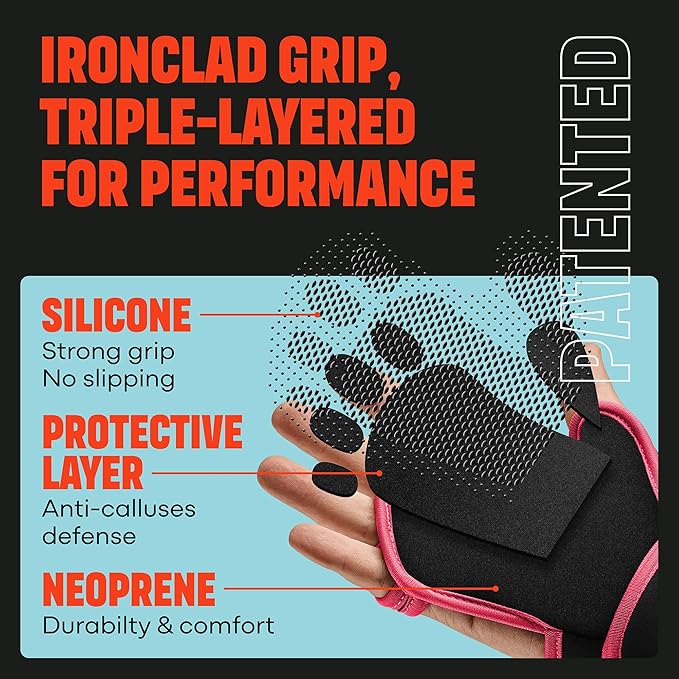 Mava Sports Open Gym Gloves with Integrated Wrist Support – Padded Weight Lifting Gloves for Men & Women – Silicone Grip Fingerless Workout Gloves for Cross Training & Fitness – 1 Pair