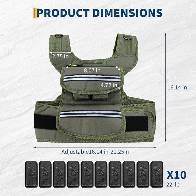 Adjustable Weighted Vest, 25/35/45 Lbs Weight Vest for Men, Weighted Vest with Pocket/Reflective Strips/Solid Iron Weights