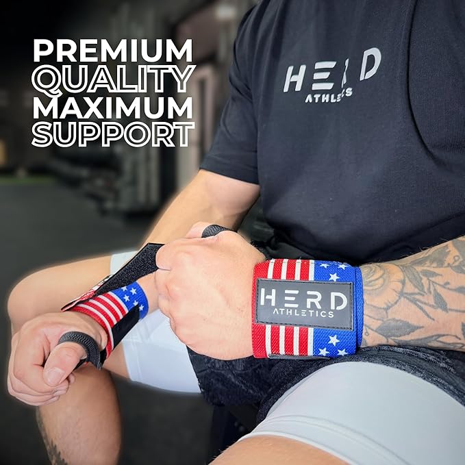 Weightlifting Wrist Wraps – 12" & 18" Adjustable Support with Thumb Loop – Medium Stiffness for Powerlifting, Olympic Lifting, Functional Fitness, Bodybuilding