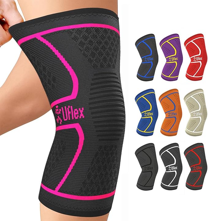 UFlex Athletics Knee Brace for Men and Women Knee Compression Sleeve Support for Arthritis Joint Pain Relief, Workout, Swelling, Sports, Circulation, Running, Recovery Support for ACL & Meniscus Tear
