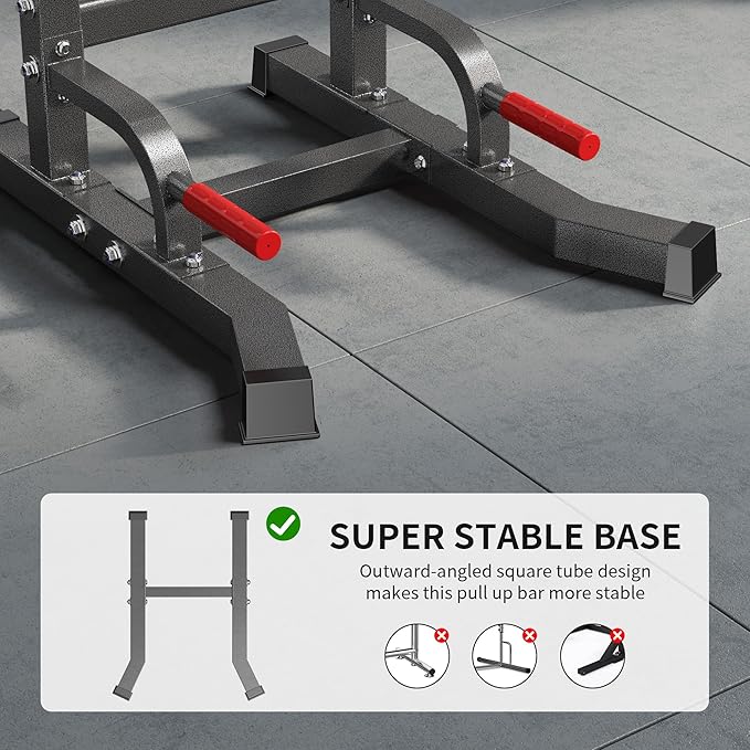 SogesHome Power Tower Pull Up Bar Dip Stand, 10 Adjustable Height Free Standing Assistive Trainer Dip Station, Multi-Function Strength Training Fitness Workout Station for Home Gym Fitness Equipment