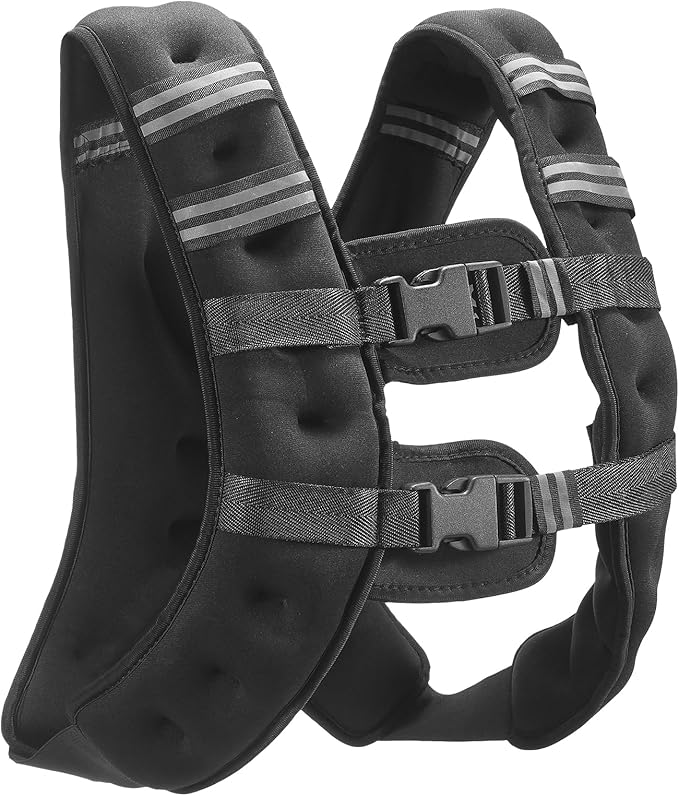 VEVOR Weighted Vest, 12/16/20/30 lbs Weight Vest with Reflective Stripe, Adjustable Buckle Body Weight Vest, Workout Equipment for Strength Training, Running, Jogging, Fitness, and Weight Loss