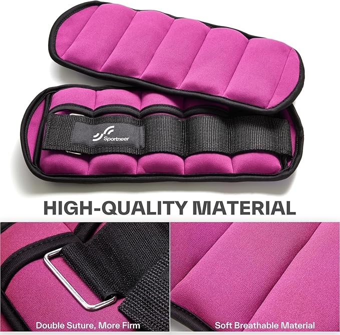 Sportneer Adjustable Ankle/Wrist Weights for Men Women Kids, Weighted Leg & Cuff Strength Training for Yoga Walking Running Aerobics Gym Fitness Physical Therapy