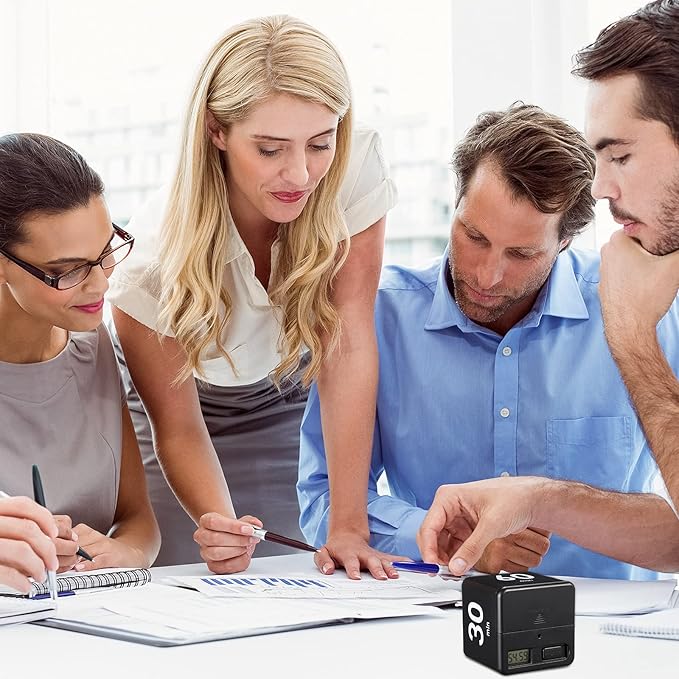 Weewooday 2 Pieces Cube Productivity Timer Flip Gravity Sensor Flip Countdown Countup Workout Timer Management 1 3 5 10 Minutes and 15 20 30 60 Minutes for Work Learning Kitchen Cooking(White, Black)
