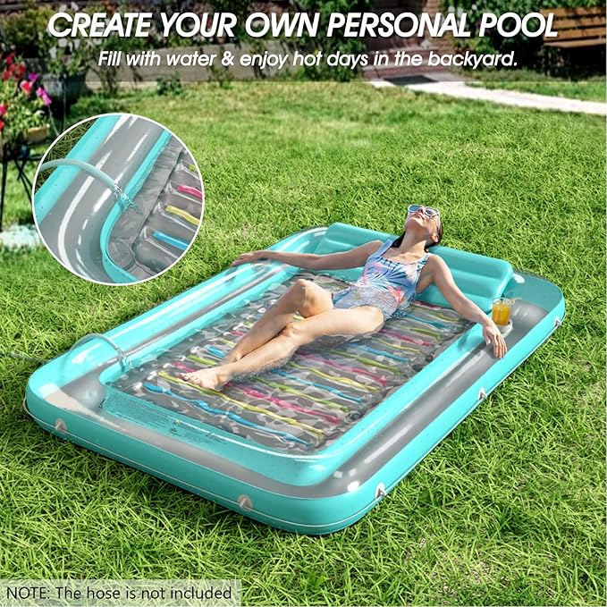 Inflatable Tanning Pool Lounger Float - Jasonwell 4 in 1 Sun Tan Tub Sunbathing Pool Lounge Raft Floatie Toys Water Filled Tanning Bed Mat Pad for Adult Blow Up Kiddie Pool Kids Ball Pit Pool (XL)