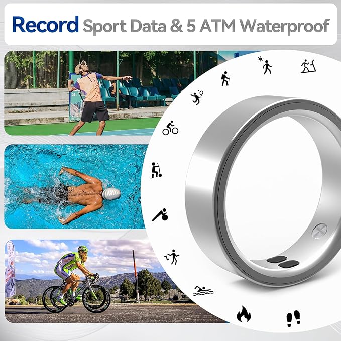Smart Rings for Women Men,Sleep Tracking Wearable,Fitness Tracker Ring with Step/Heart Rate/Blood Oxygen/Distance/Calorie,Clock Vibration,No Subscription Fee,5ATM Waterproof, iOS&Android(Rose Gold12)