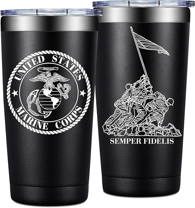 Marine Corps Gifts for Men - USMC Anniversary Christmas Military Gifts for Men - United States Marine Corps Tumbler Cup 20 oz