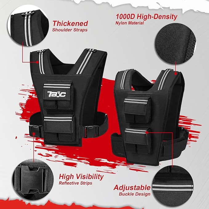 Adjustable Weighted Vest Men and Women 19lbs/ 30lbs/ 40lbs Weights with Reflective Stripe, Weight Vest Woman Workout Vest for Strength Training,Running & Walking
