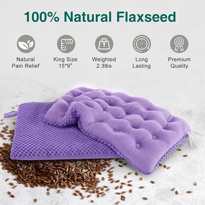 Microwavable Heating Pads 15 * 9" for Pain Relief, Weighted Moist Microwave Heat Pad for Cramps, Neck Shoulder, Back, Warm Compress Rice Bean Bag Hot Pack for Muscles, Joints Ache, Unscented,1 Pack
