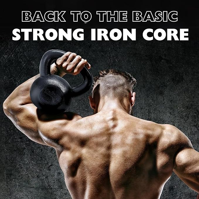 Yes4All Cast Iron Kettlebell, Strength Training Kettlebells 5-80 Lb (5,10,15,20,25,30,35,40,45,50,60,70,80 Lb) for Full Body Workout, Push up, Strength Training - Single & Kettlebell Set of 2 for Men