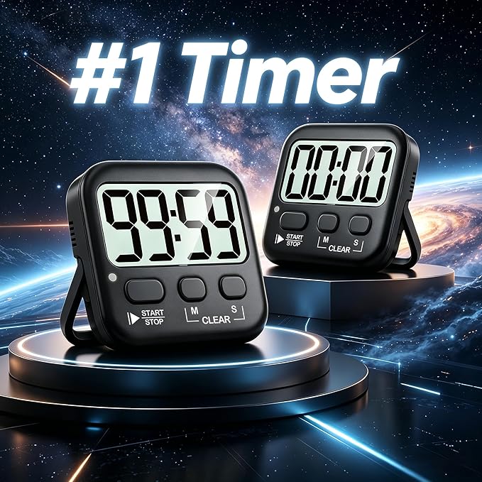 Antonki 2 Pack Digital Timer for Kids, Magnetic Countdown Kitchen Timers for Cooking, Egg, Classroom, Teacher, Exercise, Study, Oven - Battery Included