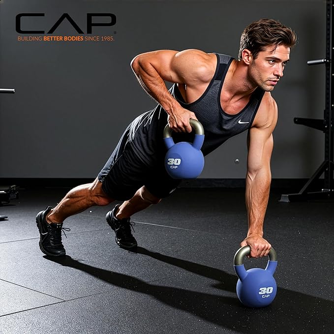 CAP Barbell Cast Iron Kettlebell - Coated Options, Singles and Sets, Multiple Weight Choices