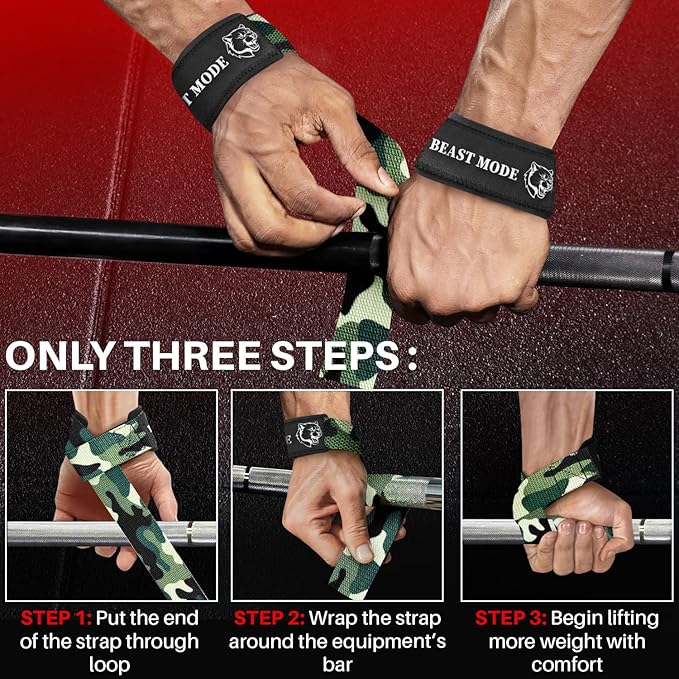 TECEUM Lifting Straps for Weightlifting Gym Strength Training - Wrist Straps with Neoprene Padded Cotton - Men & Women – Ideal for Powerlifting, Bodybuilding & Deadlifts