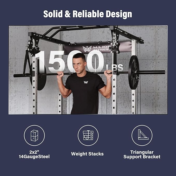 MAJOR FITNESS Drone1 Power Cage - Multi-Function Power Rack for Home Gym, Squat Rack, Cable Crossover System, for Strength Training
