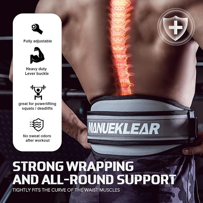 Weight Lifting Belt, Lifting Belts for Women Men,MANUEKLEAR Weightlifting Belt Quick Locking Back Support for Bodybuilding, Fitness, Powerlifting, Cross Training, Squats, Workout, Exercise