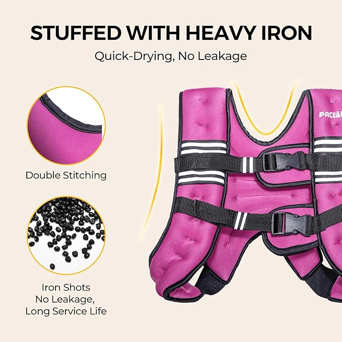 PACEARTH Weighted Vest,6lb/8lb/10lb/12lb/16lb/20lb/25lb/30lb Weight Vest with Reflective Stripe, Body Weight Vests for Women, Men, Weight Loss Workout, Strength Training, Running, Walking, Jogging