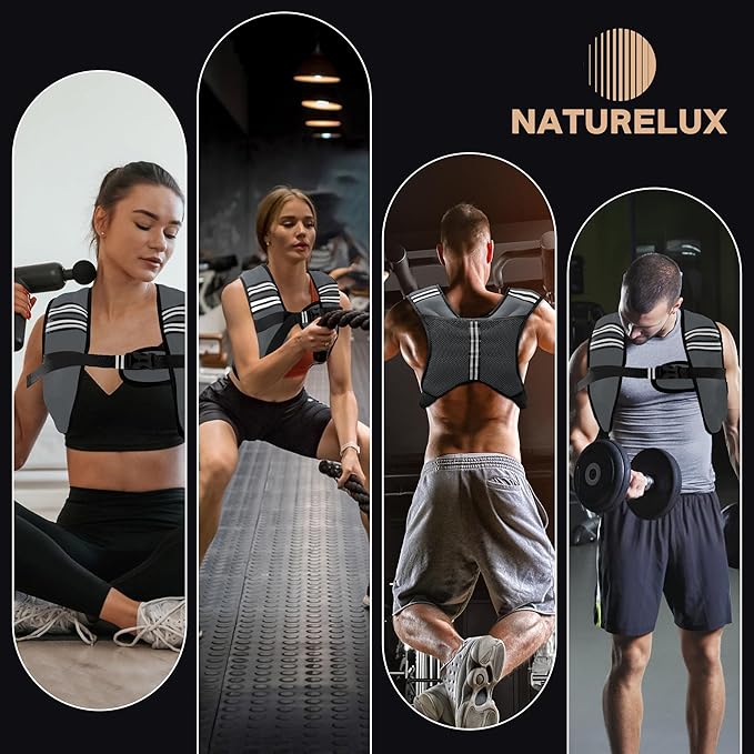 Weighted Vest Men or Women - 5/10/15/20/25/30lbs Weights with Reflective Stripe, Weighted Vest for Workout Equipment for Strength Training Running - Walking Weight Loss