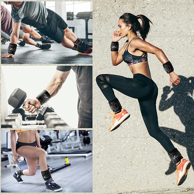 Sportneer Adjustable Ankle/Wrist Weights for Men Women Kids, Weighted Leg & Cuff Strength Training for Yoga Walking Running Aerobics Gym Fitness Physical Therapy