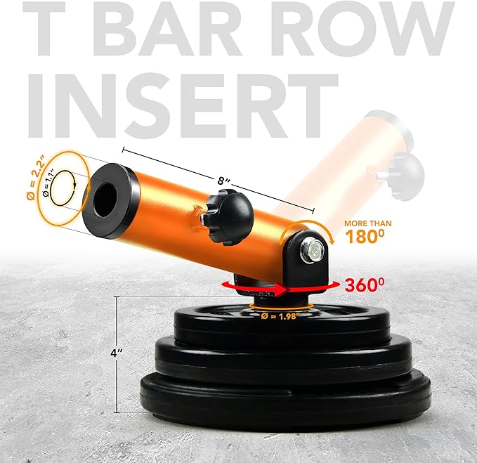 Yes4All T-Bar Row Plate Post Insert Landmine Attachment – Fit 1" & 2” Olympic Bars – Full 360° Swivel & Easy to Install