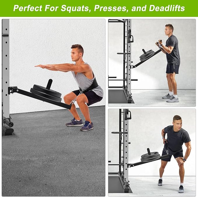 SELEWARE Power Cage Landmine Attachment, T Bar Row Landmine Attachment and Belt Squat Lever Arm for 2" x 2" or 3" x 3" Power Rack, V Bar Row Landmine Handle,  Fits 1"/2" Barbells & Weight Plates
