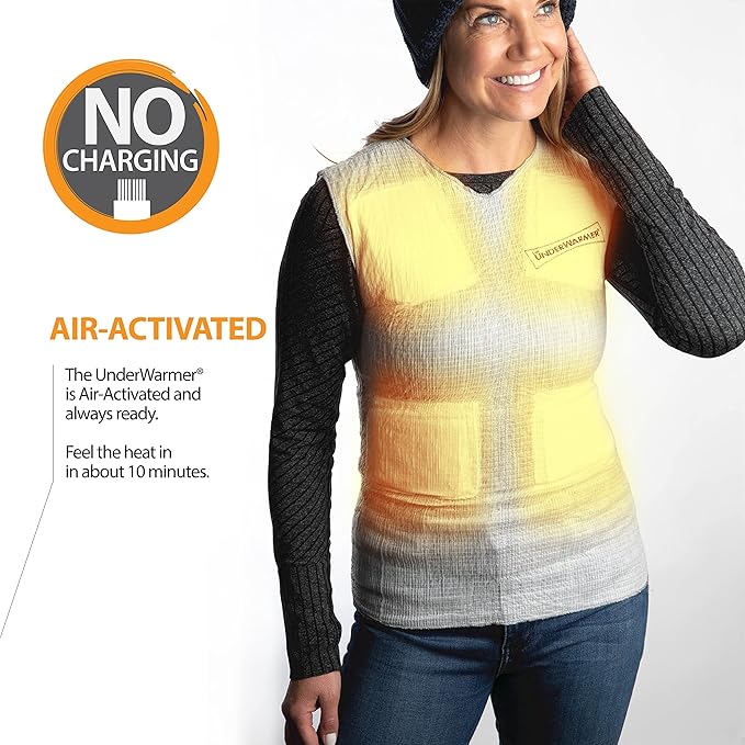 Single-Use Heated Vest Shirt | Compression Baselayer | 8 Built in Heat Packs | Body Warmer | White