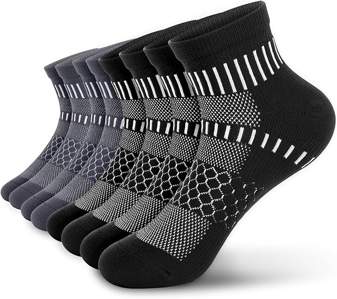 IRAMY Ankle Compression Socks for Men Women Cushioned Running Athletic Socks Plantar Fasciitis Relief 2/4/6 Pairs