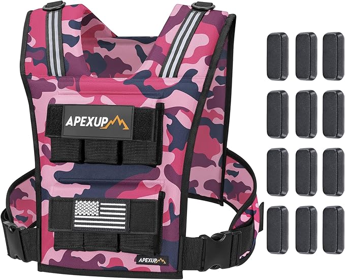 APEXUP Adjustable Weighted Vest Men 20lbs/30lbs/40lbs Weights with Reflective Stripe, Weight Vest Woman Workout Vest for Strength Training Running Walking