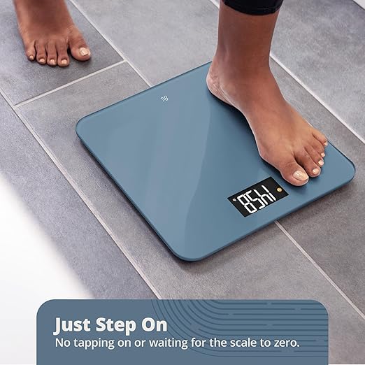 Greater Goods AccuCheck Digital Scale for Body Weight - Accurate Digital Bathroom Scale with High-Precision Sensors, Large Easy-to-Read Backlit Display, 400 lb Capacity, Auto Step-On (Stone Blue)