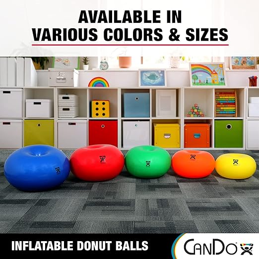 CANDO - 30-1955 CanDo Donut Exercise, Workout, Core Training, Swiss Stability Ball for Yoga, Pilates and Balance Training in Gym, Office or Classroom. Blue, 85 cm W x 45 cm