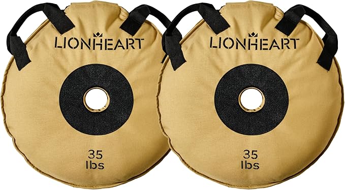 Lionheart Sand Bag Weight Plates Set | Sandbags for Working Out | Home Gym Bumper Plates | Travel-Friendly Sandbag for Fitness & Weight Training | Unfilled 10, 15, 25, 35, 45 lb Plates (Set of 2)