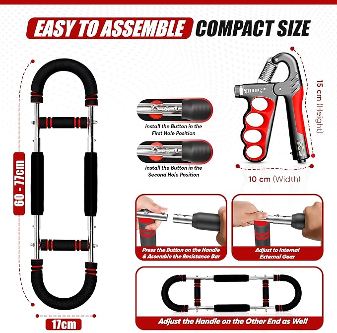 LuxUltra Twister Arm Trainer Chest Workout Equipment for Men & Women, Adjustable 40-130 lbs Chest and Arm Trainer, Home Gym Strength Trainer with Hand Grip Strengthener