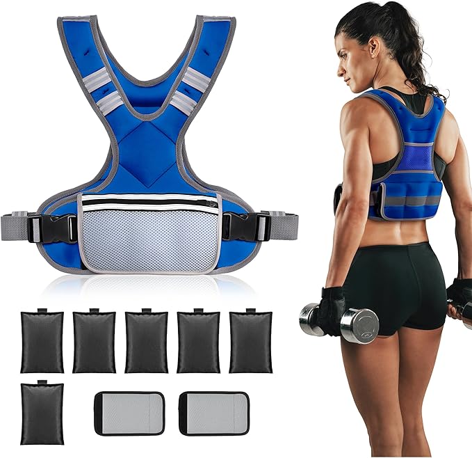 PACEARTH Adjustable Weight Vest 4-10lbs / 11-20lbs / 20-32lbs X-Shape Weighted Vest for Women and Men, Home Workout Ironsand Vest with Zipper Pouch and 6 Weight Packs, Available in Pink, Gray, Black