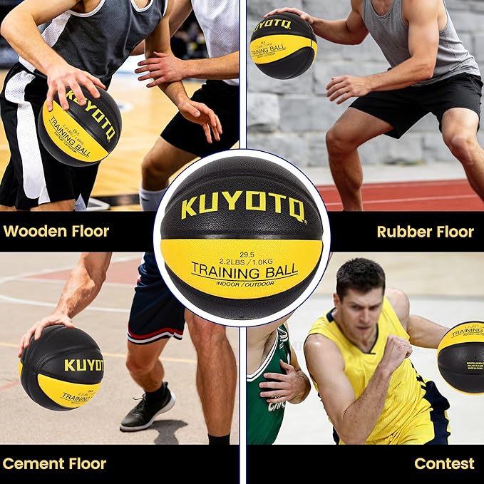 KUYOTQ 3LBS/3.3LBS/2.2LBS Weighted Heavy Training Basketball 29.5/28.5" in and Outdoor Improving Handling Dribbling Passing Rebounding Skill Composite Size 7/6 Weighted Training Basketball Equipment